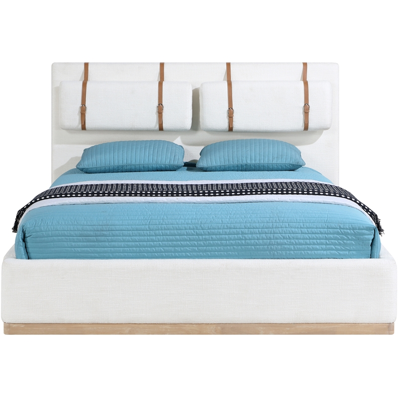 Bowery Hill Contemporary Cream Linen Textured Fabric Full Bed
