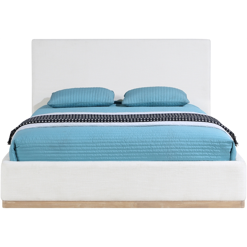 Bowery Hill Contemporary Cream Linen Textured Fabric Full Bed