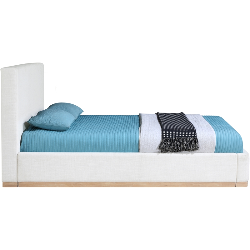 Bowery Hill Contemporary Cream Linen Textured Fabric Full Bed