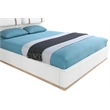 Bowery Hill Contemporary Cream Linen Textured Fabric King Bed