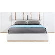 Bowery Hill Contemporary Cream Linen Textured Fabric Queen Bed