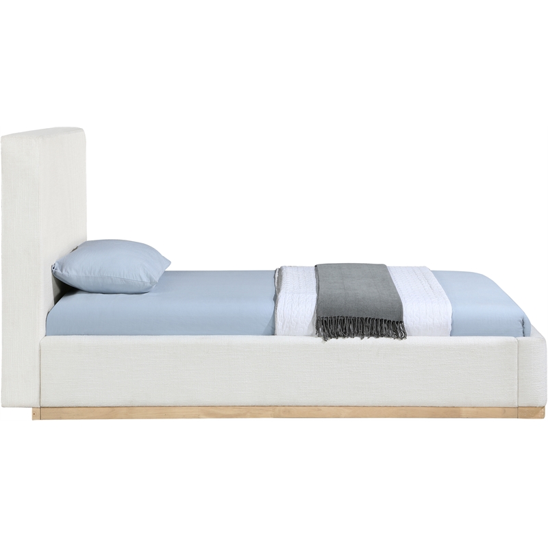 Bowery Hill Contemporary Cream Linen Textured Fabric Twin Bed