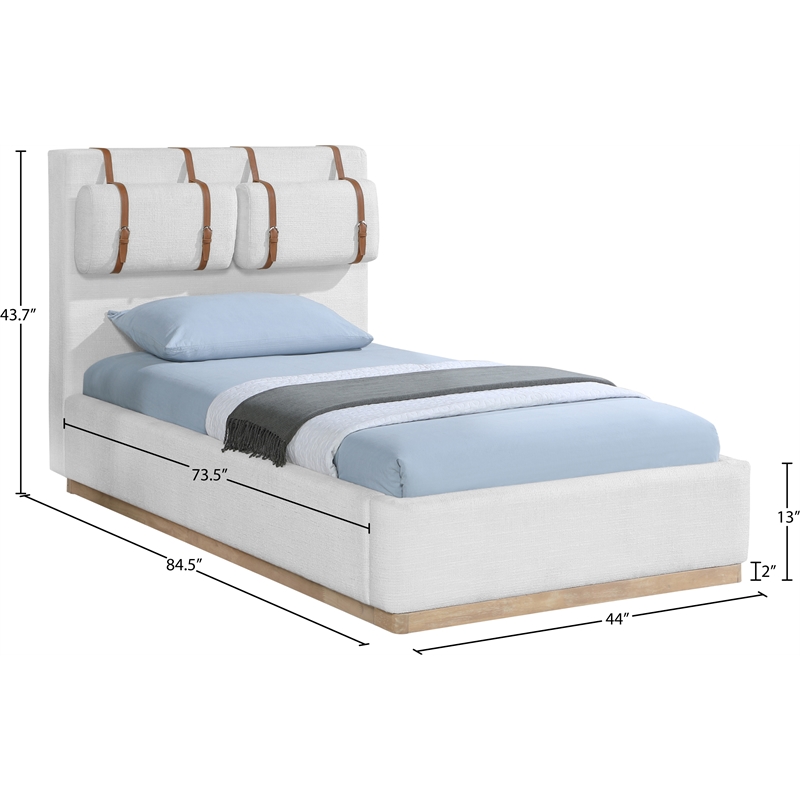 Bowery Hill Contemporary Cream Linen Textured Fabric Twin Bed