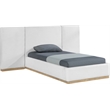 Bowery Hill Contemporary Cream Linen Textured Fabric Twin Bed
