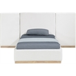 Bowery Hill Contemporary Cream Linen Textured Fabric Twin Bed