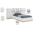 Bowery Hill Contemporary Cream Linen Textured Fabric Twin Bed