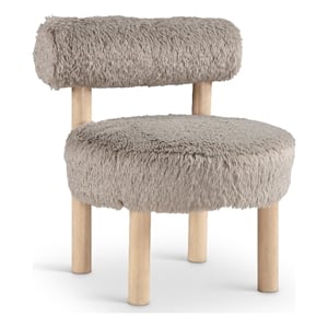 Bowery Hill Contemporary Beige Vegan Shearling Fabric Upholstered Accent Chair