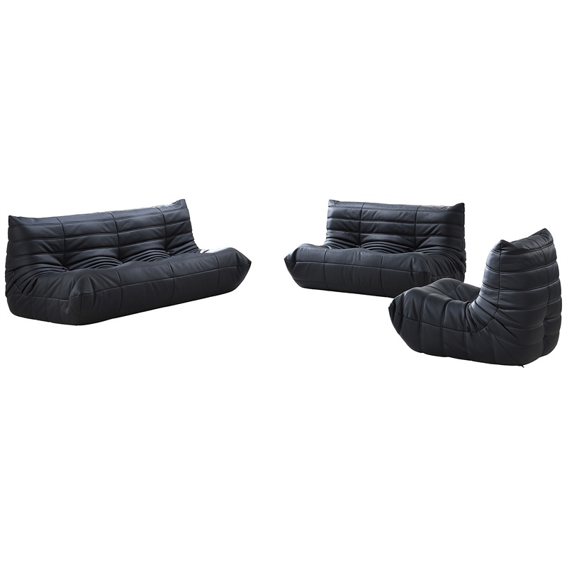 Bowery Hill Contemporary Black Vegan Leather Upholstered Chair