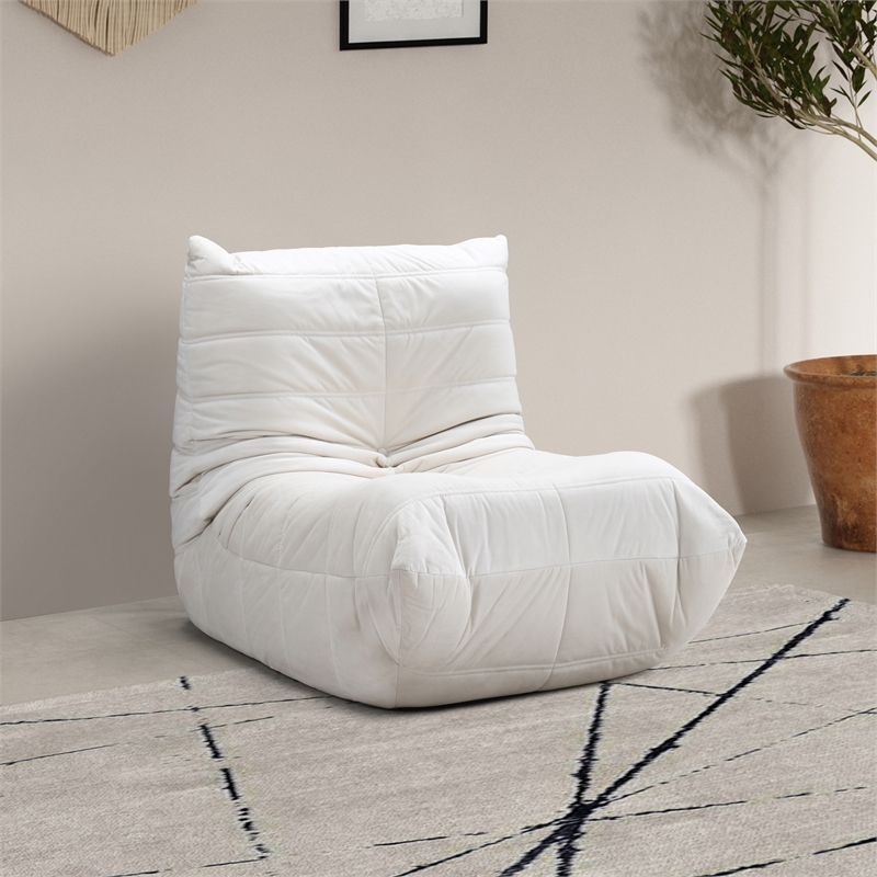 Bowery Hill Contemporary Soft Cream Velvet Upholstered Chair