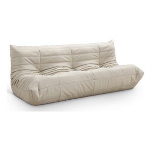 Bowery Hill Contemporary 77.75&quot Cream Vegan Leather Upholstered Sofa