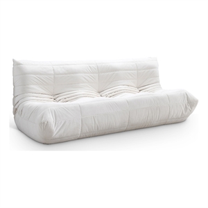 Bowery Hill Contemporary 77.75&quot Cream Velvet Upholstered Sofa