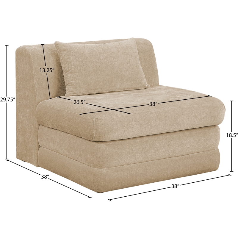 Bowery Hill Contemporary Beige Chenille Fabric Modular Chair