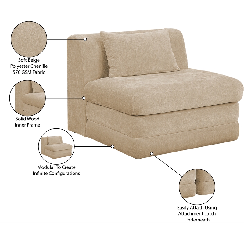 Bowery Hill Contemporary Beige Chenille Fabric Modular Chair