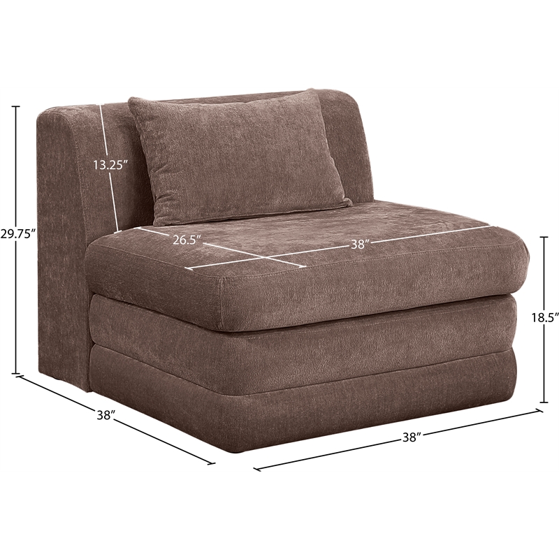 Bowery Hill Contemporary Brown Chenille Fabric Modular Chair