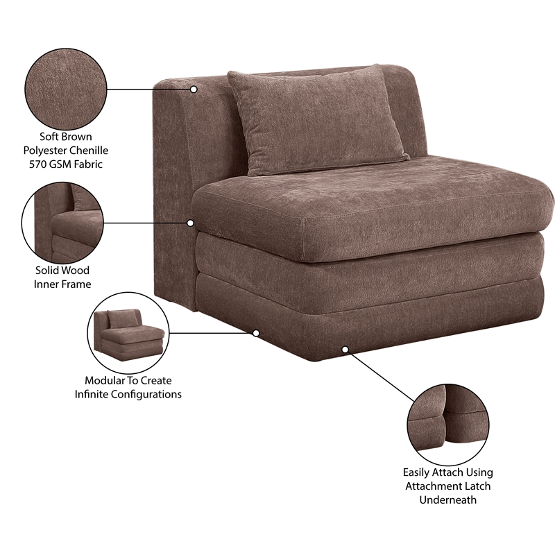 Bowery Hill Contemporary Brown Chenille Fabric Modular Chair