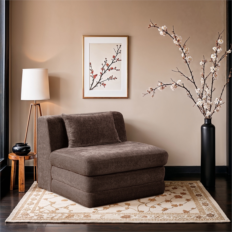 Bowery Hill Contemporary Brown Chenille Fabric Modular Chair