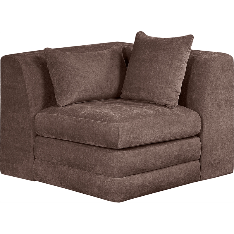 Bowery Hill Contemporary Brown Chenille Fabric Corner Modular Chair
