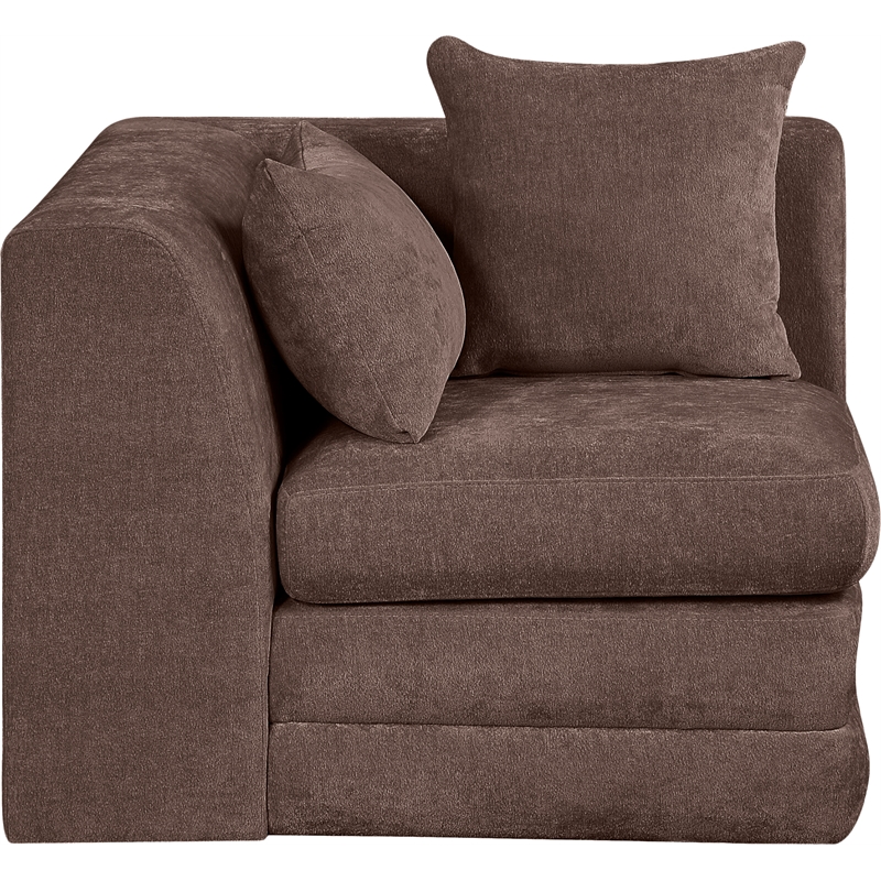 Bowery Hill Contemporary Brown Chenille Fabric Corner Modular Chair