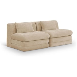 Bowery Hill Contemporary 76&quot Beige Chenille Fabric 2-Oiece Modular Loveseat