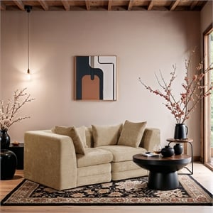 Bowery Hill Contemporary 76&quot Beige Chenille Fabric 2-Oiece Modular Loveseat