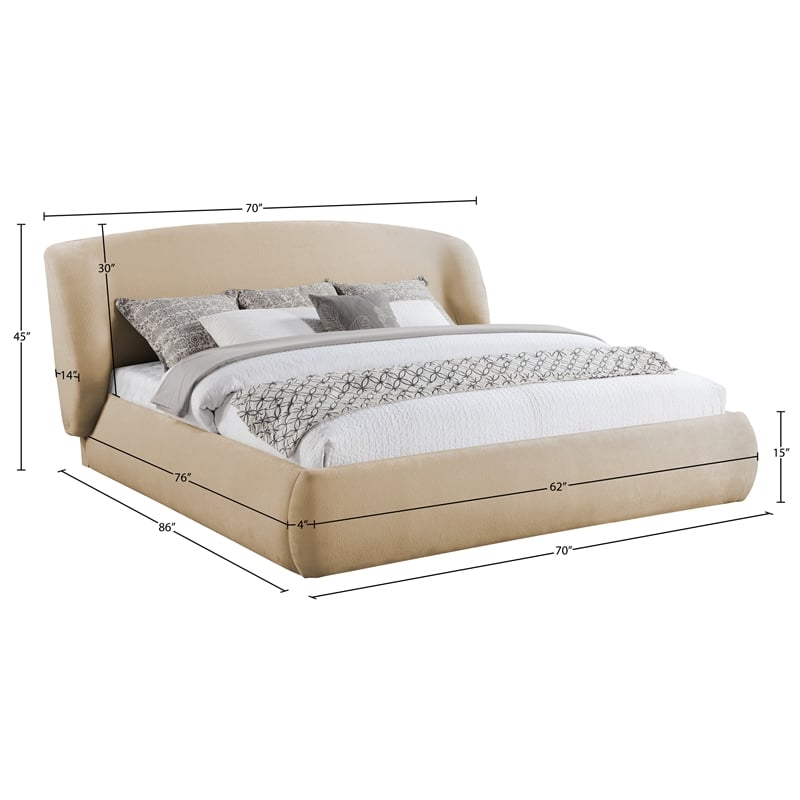 Bowery Hill Contemporary Beige Chenille Fabric Upholstered Full Bed