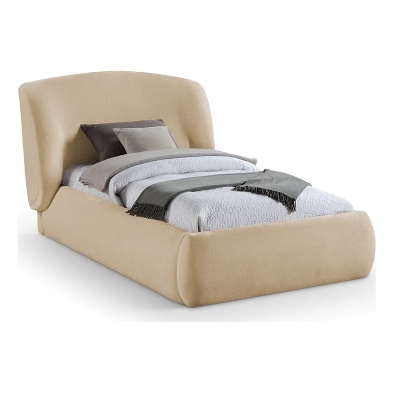 Bowery Hill Contemporary Beige Chenille Fabric Upholstered Twin Bed