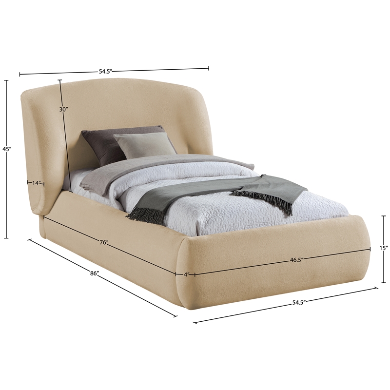 Bowery Hill Contemporary Beige Chenille Fabric Upholstered Twin Bed