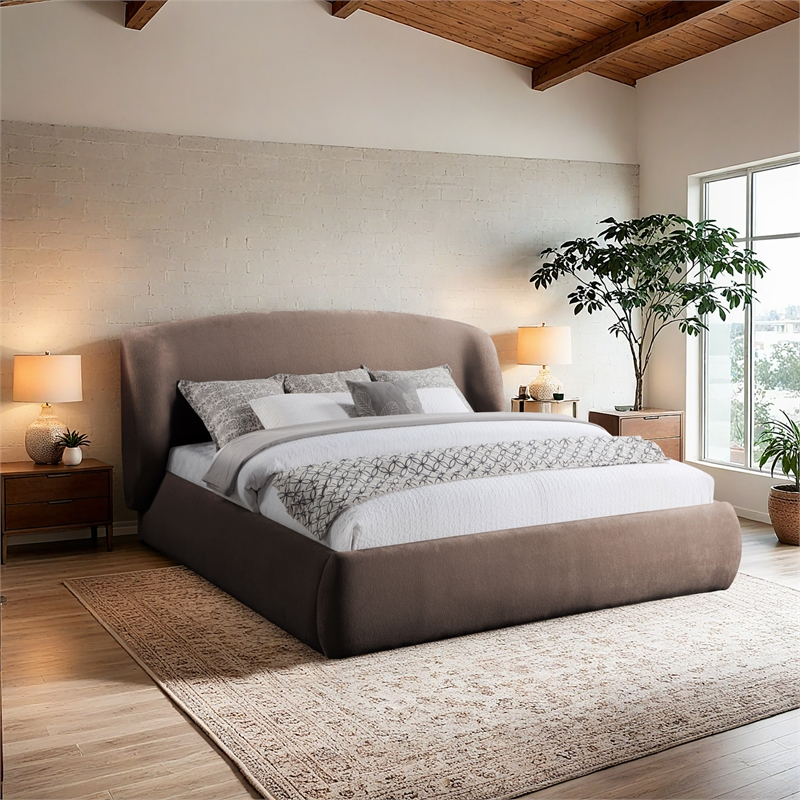 Bowery Hill Contemporary Brown Chenille Fabric Upholstered Full Bed
