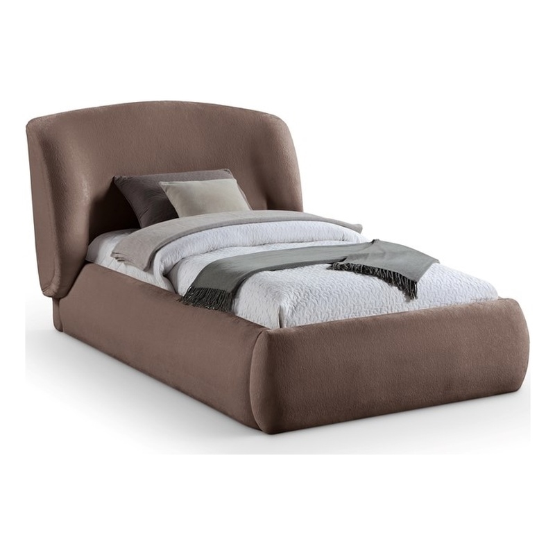 Bowery Hill Contemporary Brown Chenille Fabric Upholstered Twin Bed