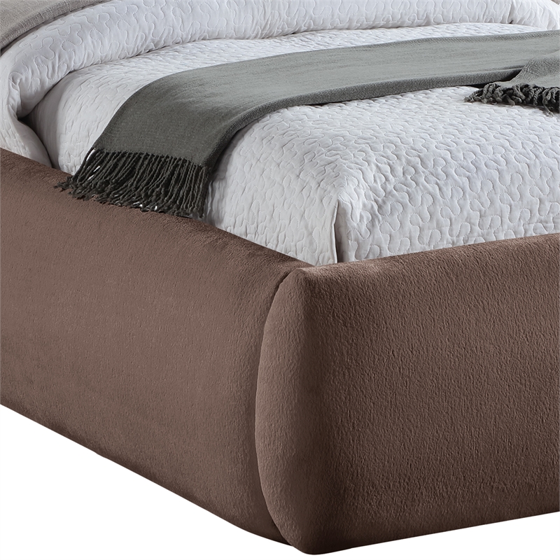Bowery Hill Contemporary Brown Chenille Fabric Upholstered Twin Bed
