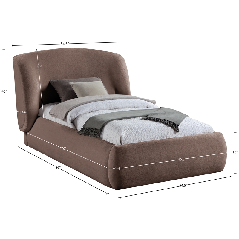 Bowery Hill Contemporary Brown Chenille Fabric Upholstered Twin Bed