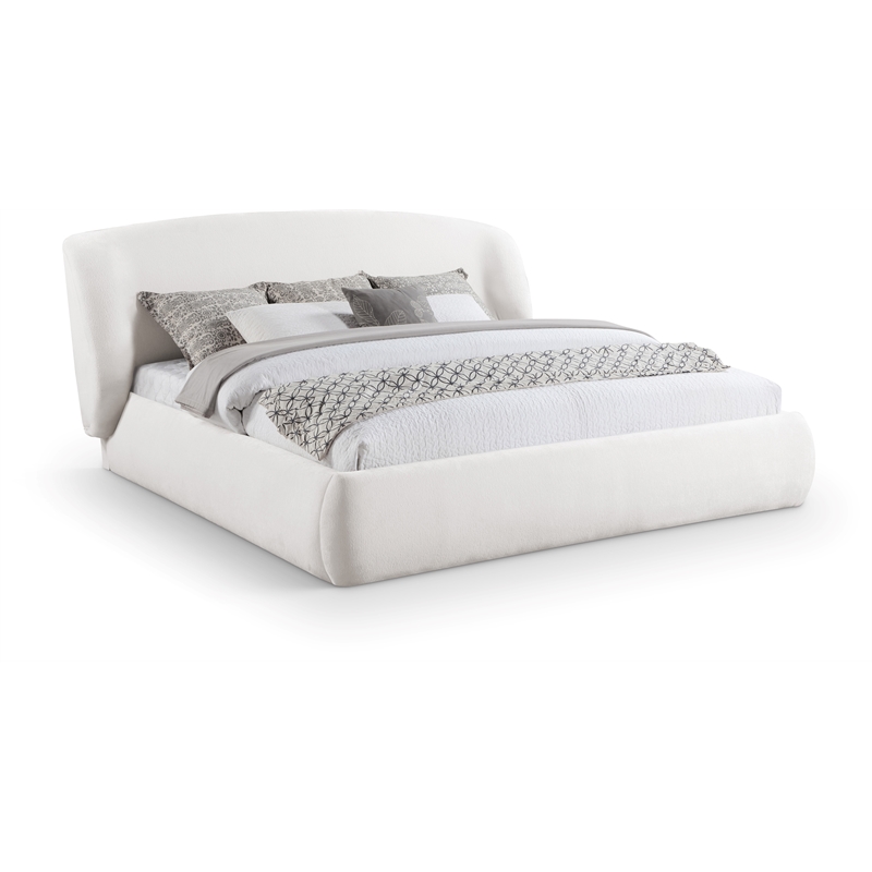 Bowery Hill Contemporary Cream Chenille Fabric Upholstered Full Bed