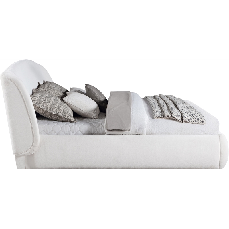Bowery Hill Contemporary Cream Chenille Fabric Upholstered Full Bed