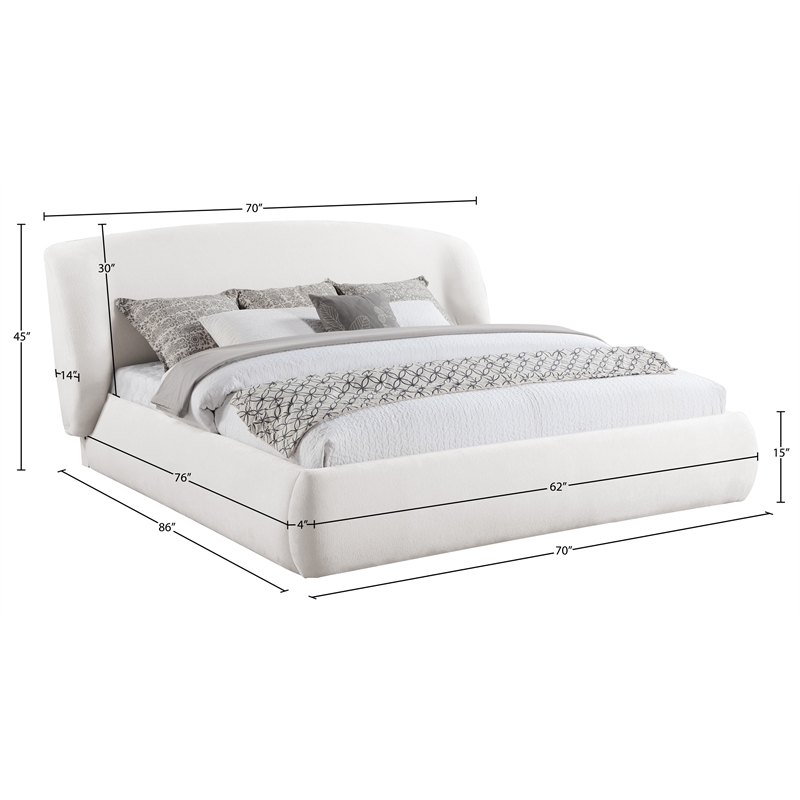 Bowery Hill Contemporary Cream Chenille Fabric Upholstered Full Bed