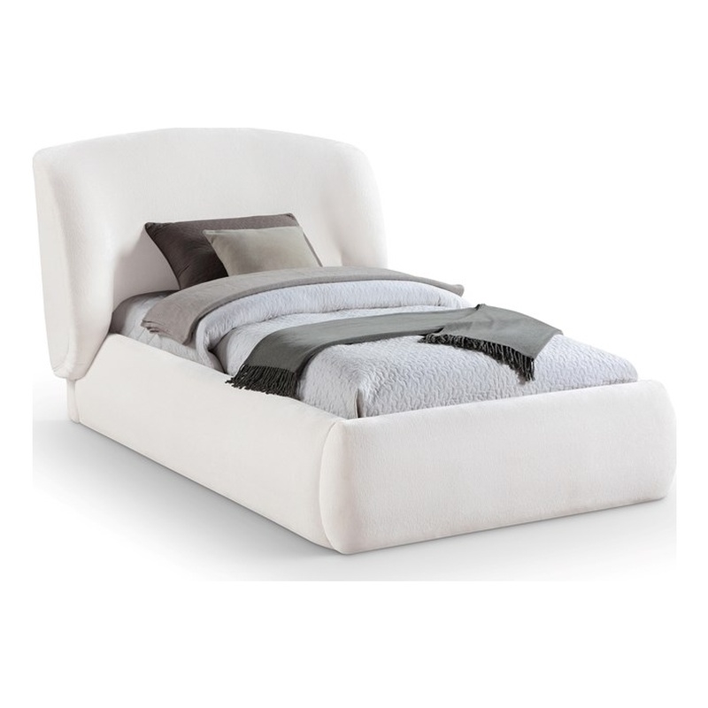 Bowery Hill Contemporary Cream Chenille Fabric Upholstered Twin Bed