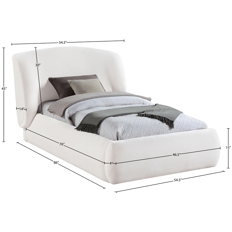 Bowery Hill Contemporary Cream Chenille Fabric Upholstered Twin Bed