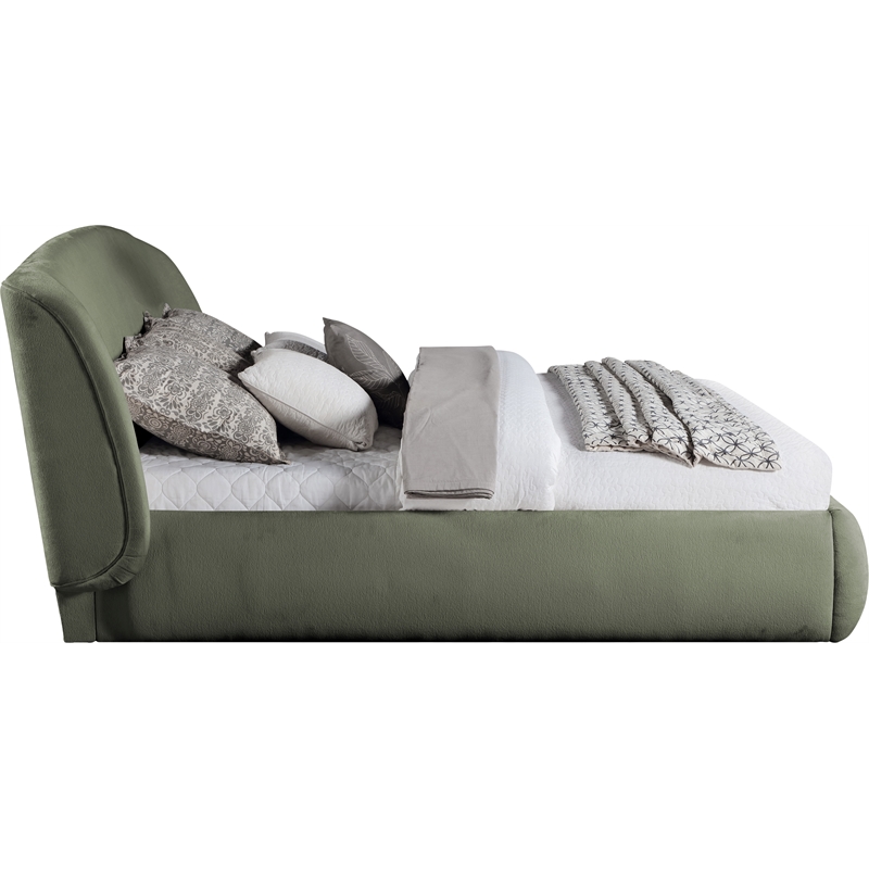 Bowery Hill Contemporary Green Chenille Fabric Upholstered Full Bed