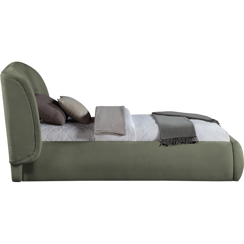 Bowery Hill Contemporary Green Chenille Fabric Upholstered Twin Bed
