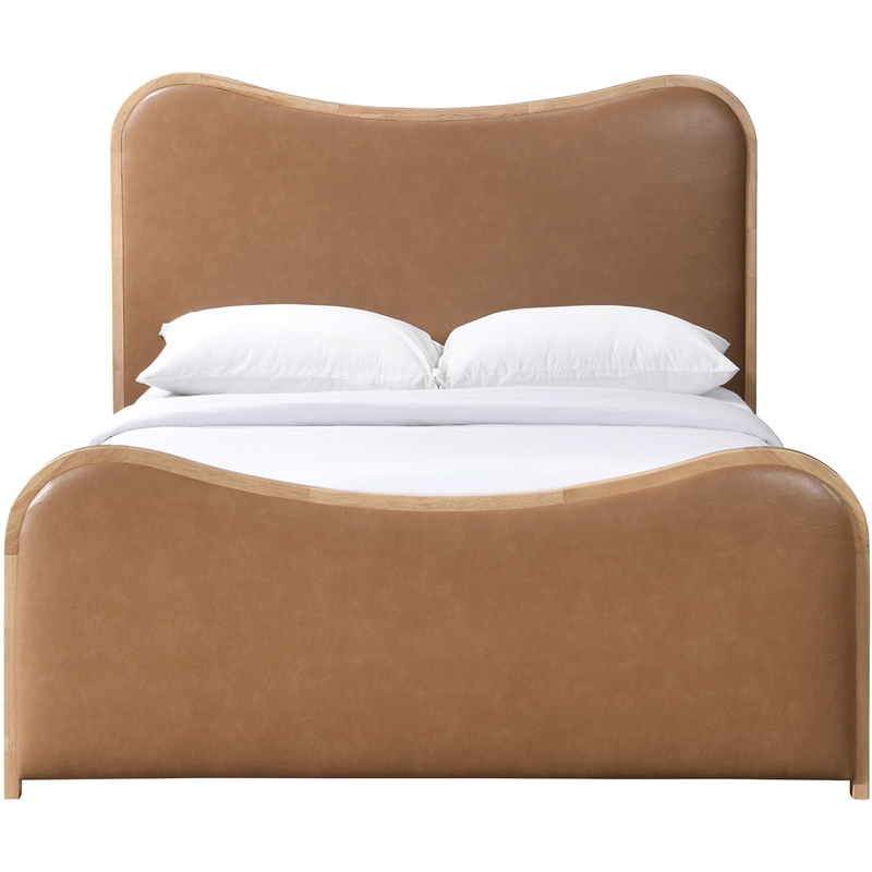 Bowery Hill Contemporary Cognac Vegan Leather Upholstered Full Bed