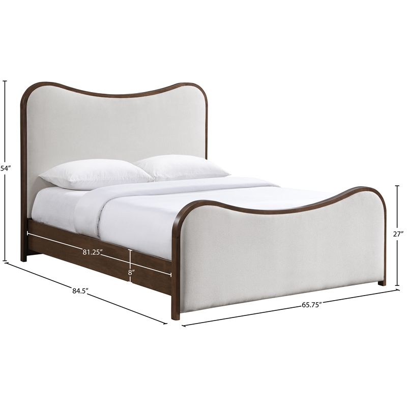 Bowery Hill Contemporary Beige Linen Textured Fabric Upholstered Queen Bed
