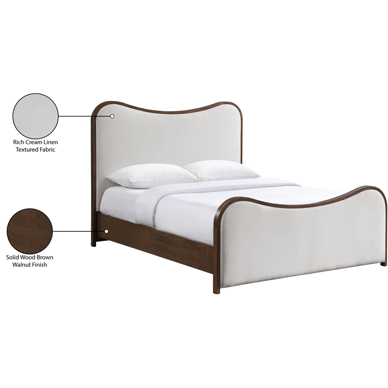 Bowery Hill Contemporary Beige Linen Textured Fabric Upholstered Queen Bed