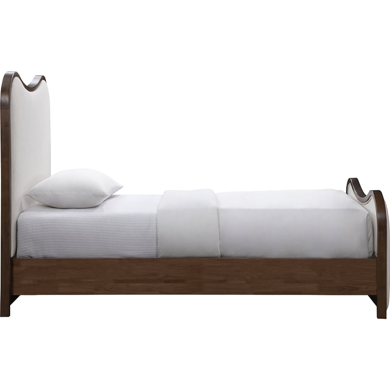 Bowery Hill Contemporary Beige Linen Textured Fabric Upholstered Twin Bed