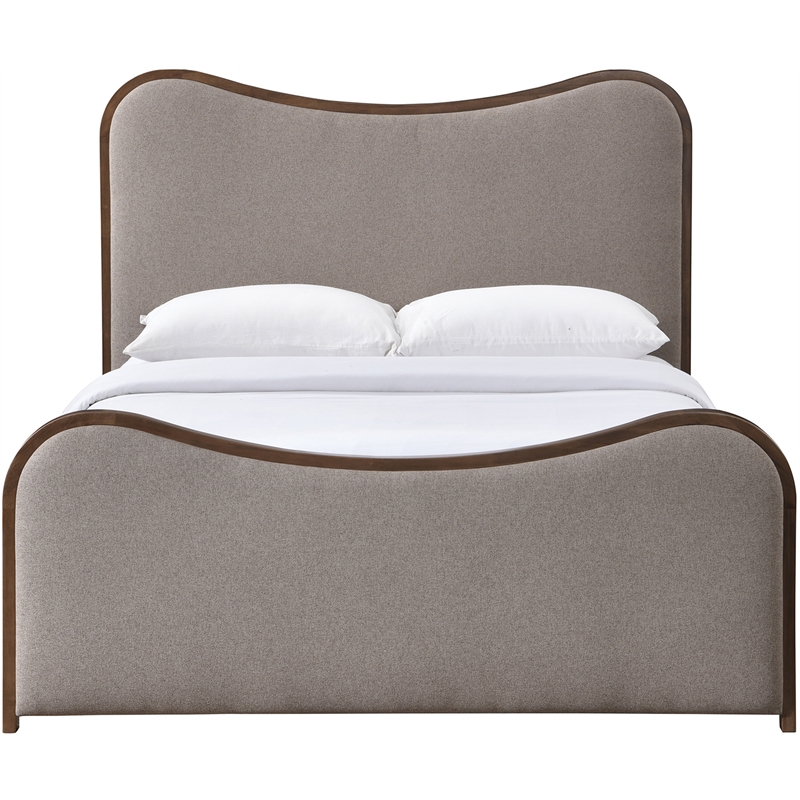 Bowery Hill Contemporary Brown Linen Textured Fabric Upholstered Full Bed