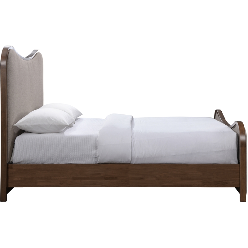 Bowery Hill Contemporary Brown Linen Textured Fabric Upholstered Full Bed