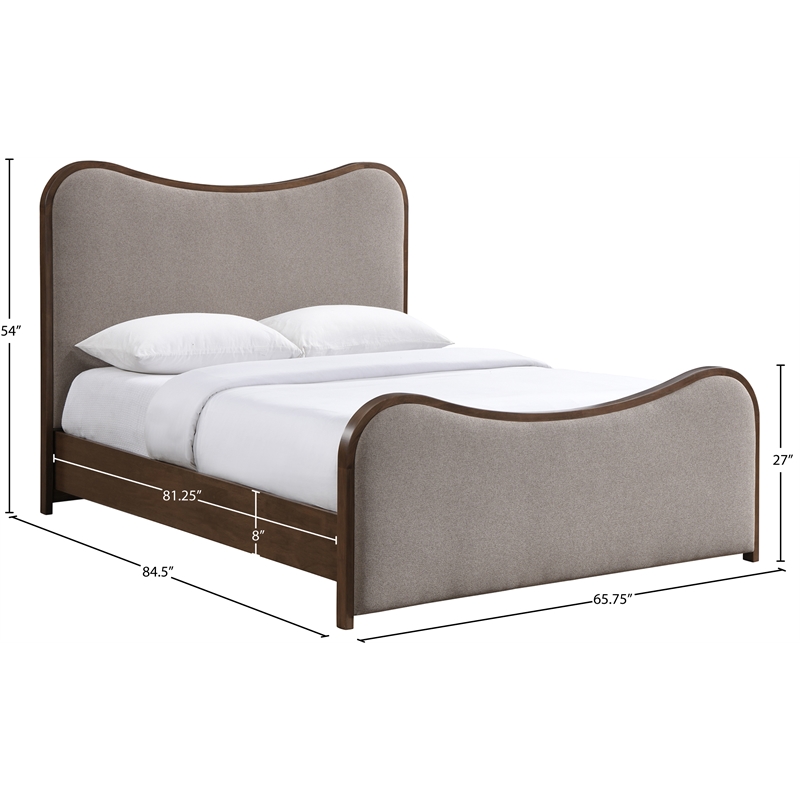 Bowery Hill Contemporary Brown Linen Textured Fabric Upholstered Queen Bed