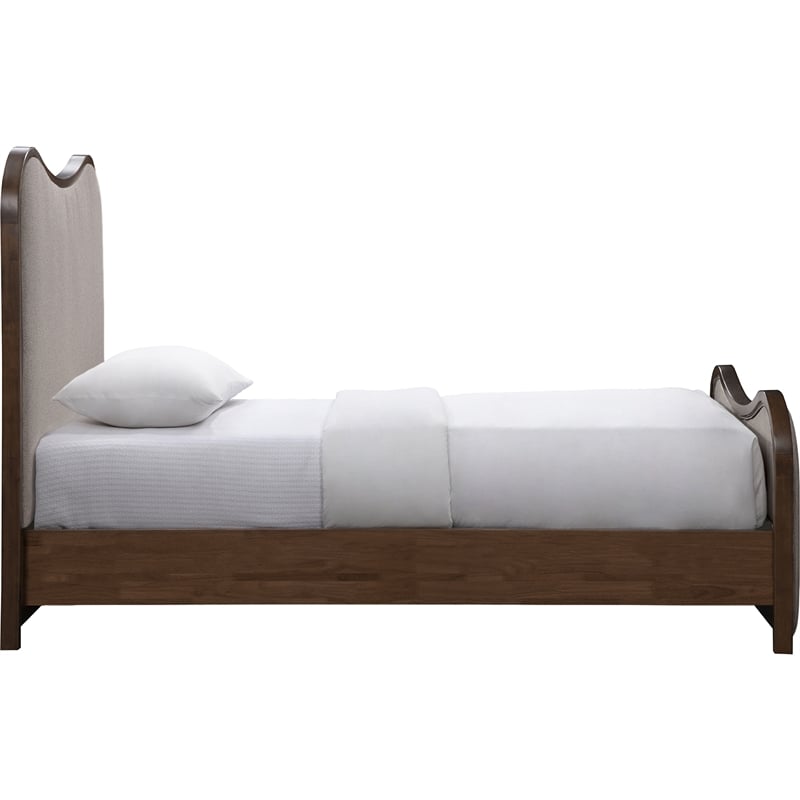 Bowery Hill Contemporary Brown Linen Textured Fabric Upholstered Twin Bed