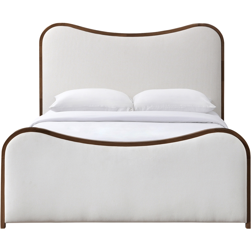 Bowery Hill Contemporary Cream Linen Textured Fabric Upholstered Full Bed