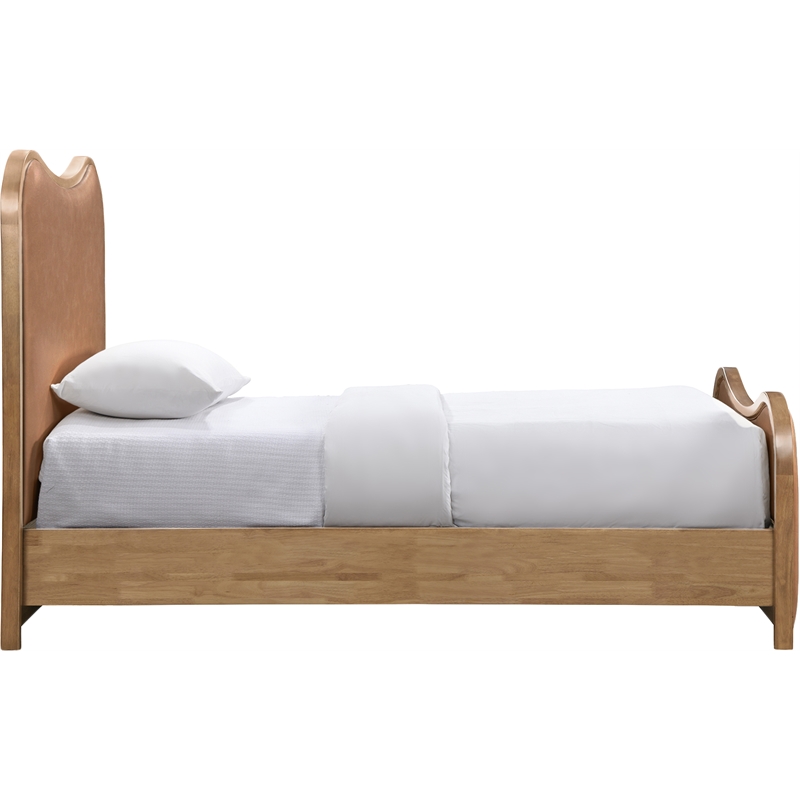 Bowery Hill Contemporary Cognac Vegan Leather Upholstered Twin Bed
