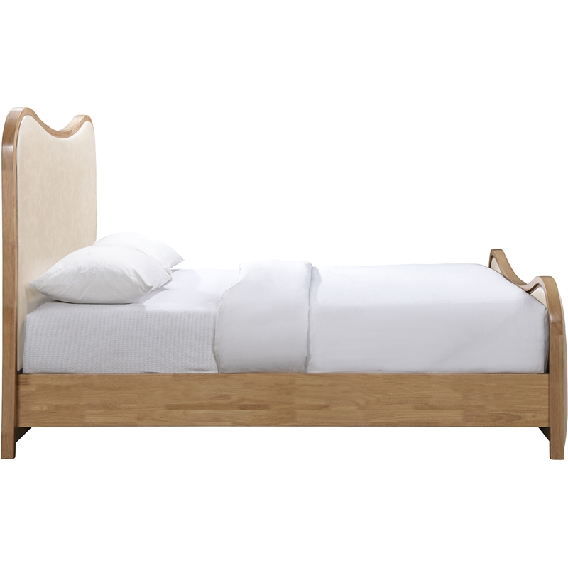 Bowery Hill Contemporary Cream Vegan Leather Upholstered Full Bed