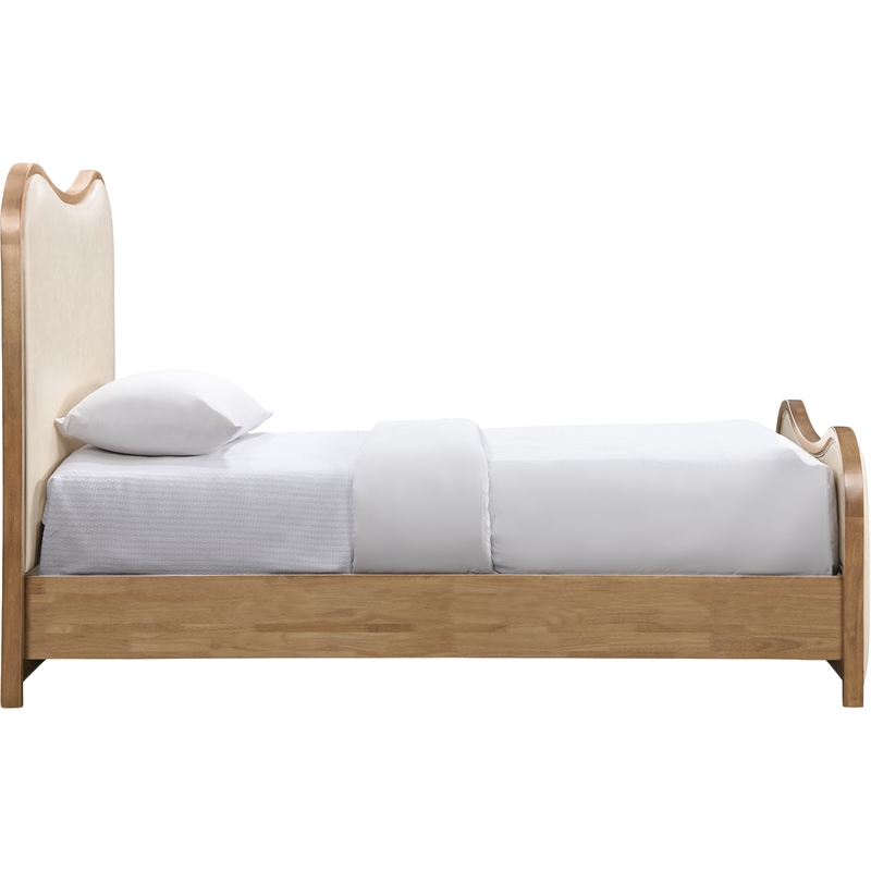 Bowery Hill Contemporary Cream Vegan Leather Upholstered Twin Bed